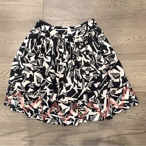 Anthropologie Black and Cream Patterned Skirt with Pink Accents